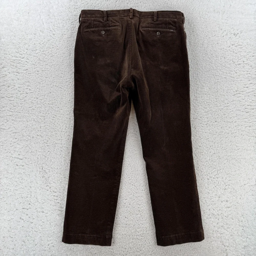 Polo Ralph Lauren Corduroy Chino Pants Mens 35x27 Brown Classic Fit Altered Hem
